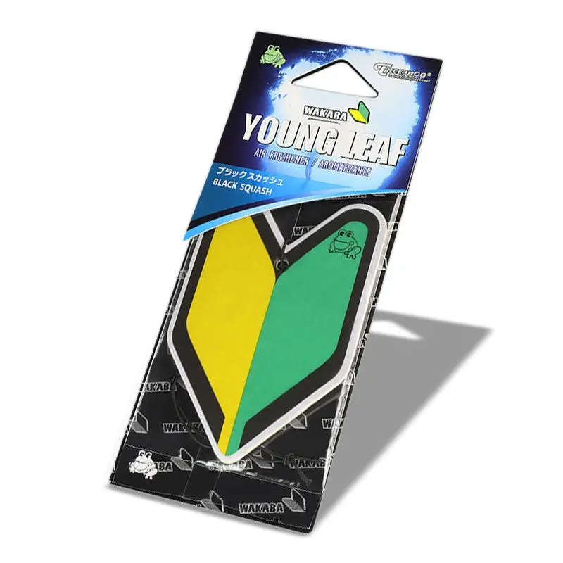 1X Tree Frog Young Leaf Paper Jdm New Driver/Black Squash Scent Air Freshener 1