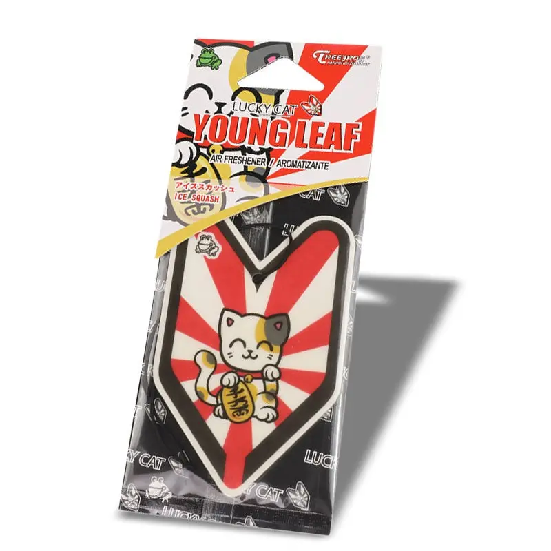 1X Tree Frog Young Leaf Paper Lucky Cat (Neko)/Ice Squash Scent Air Freshener 1