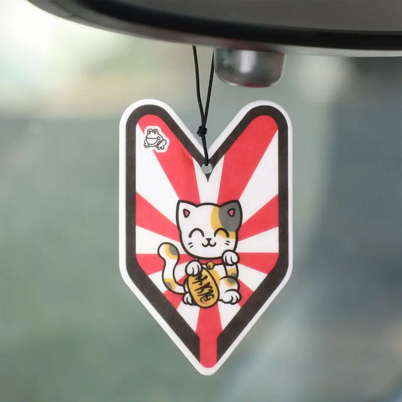 6X Tree Frog Young Leaf Paper Lucky Cat (Neko)/Ice Squash Scent Air Freshener 2