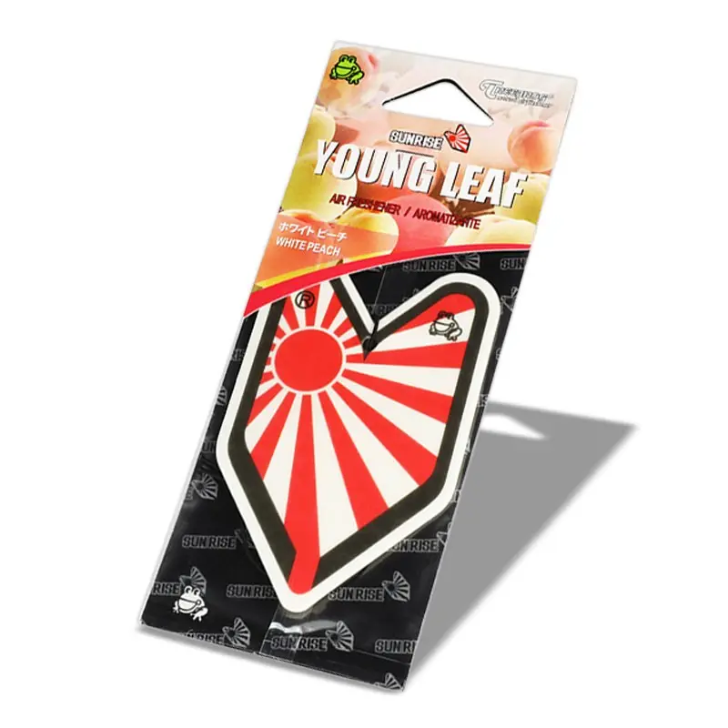 1X Tree Frog Young Leaf Paper Rising Sun Mark/White Peach Scent Air Freshener 1