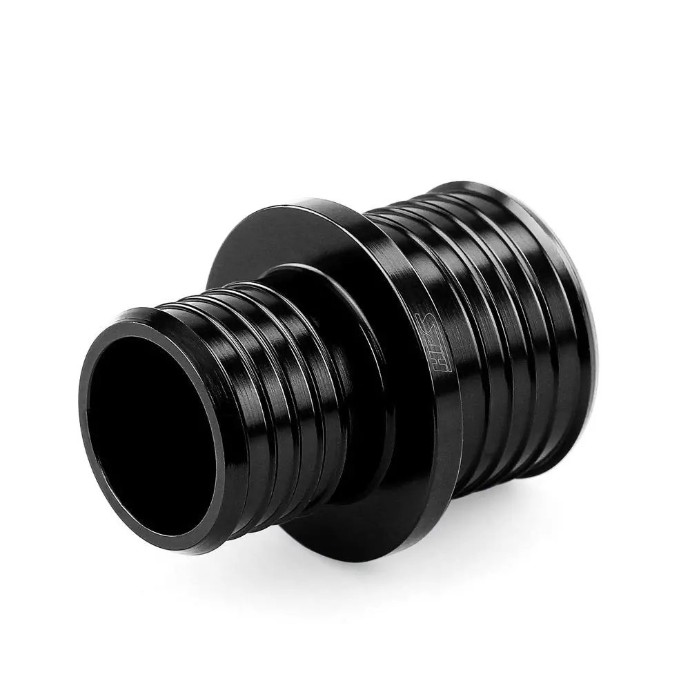 Hps 1/2" Reduced To 5/8" Black Billet Aluminum Hose Joiner Union Connector 1-1/2" Length 1