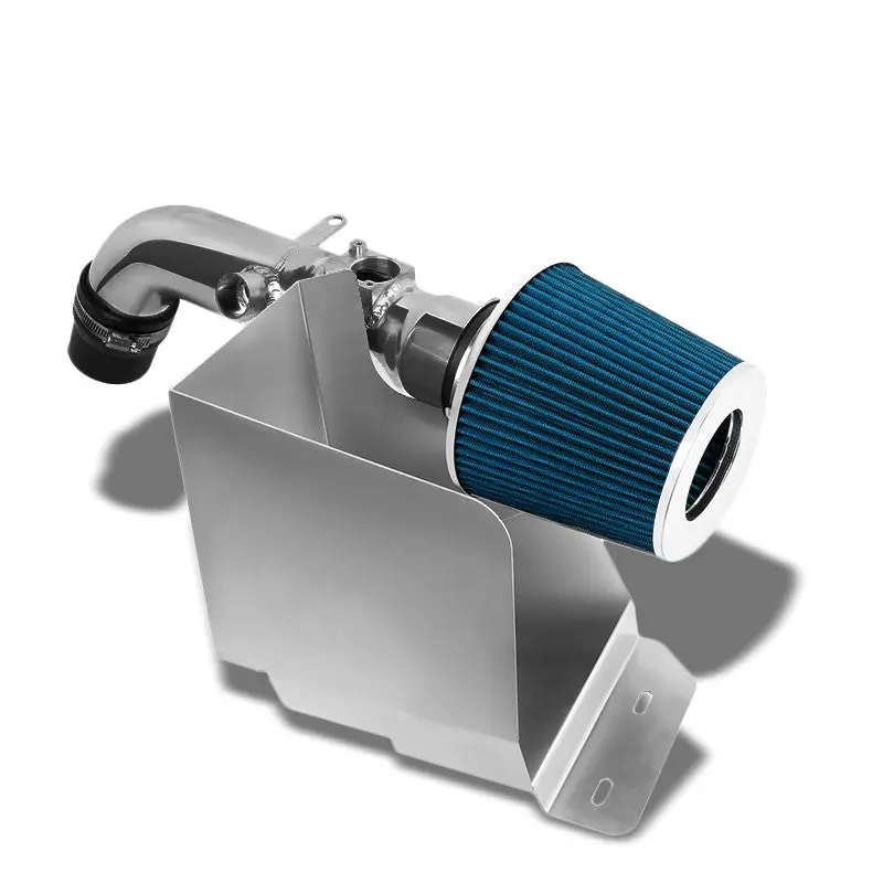Cold Air Intake Polish Pipe/Blue Fitler+Heat Shield For 02-06 Camry/Solara 2.4L 1