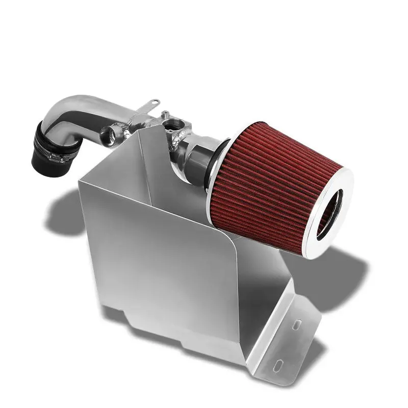 Cold Air Intake Polish Pipe/Red Fitler+Heat Shield For 02-06 Camry/Solara 2.4L 1