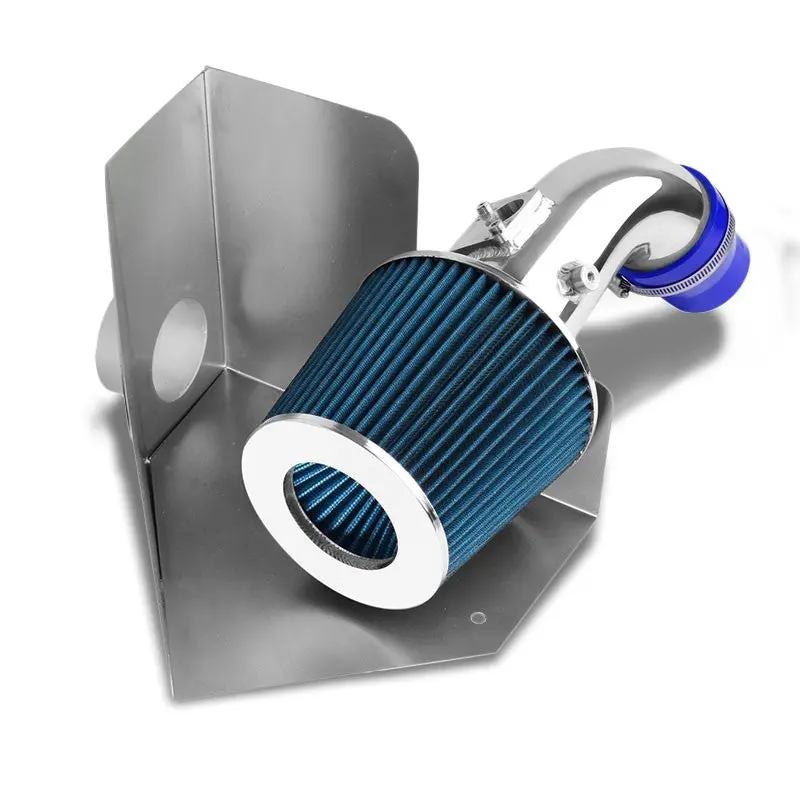 Cold Air Intake Kit Polish Pipe/Blue Filter+Heat Shield For 07-11 Camry L4 Xv40 1
