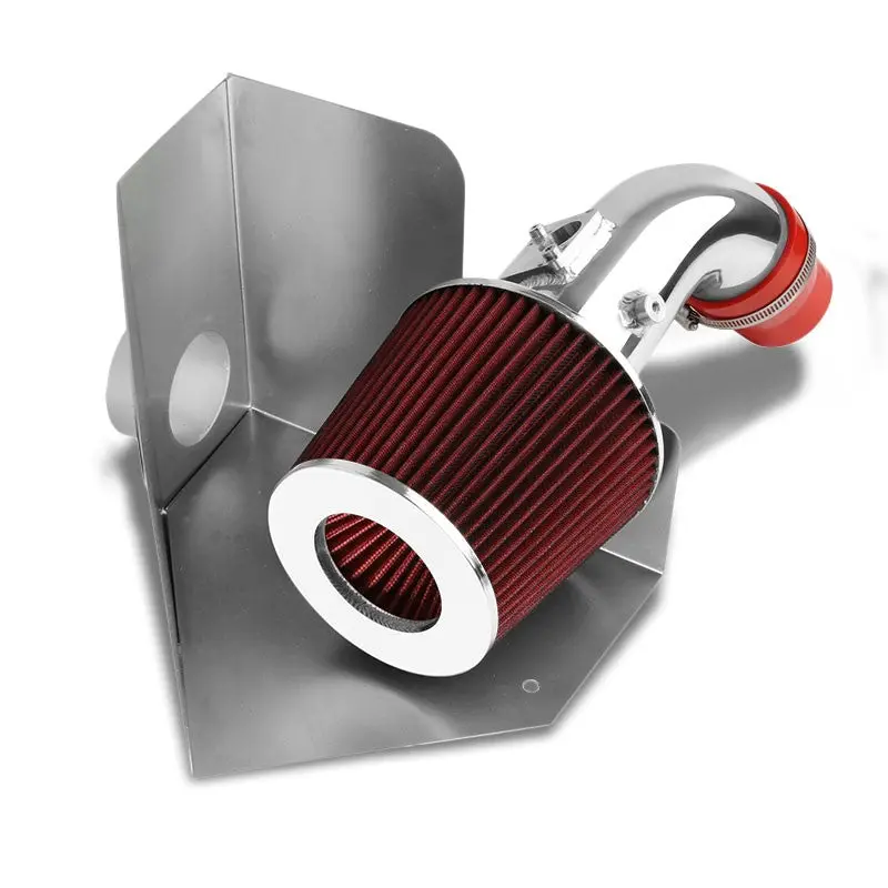 Cold Air Intake Kit Polish Pipe/Red Filter+Heat Shield For  07-11 Camry L4 Xv40 1