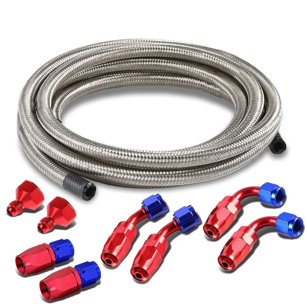 Matellic Braided Fuel/Gas Tank Feed/Return Line Hose 6An-10An Fitting Adapter 1