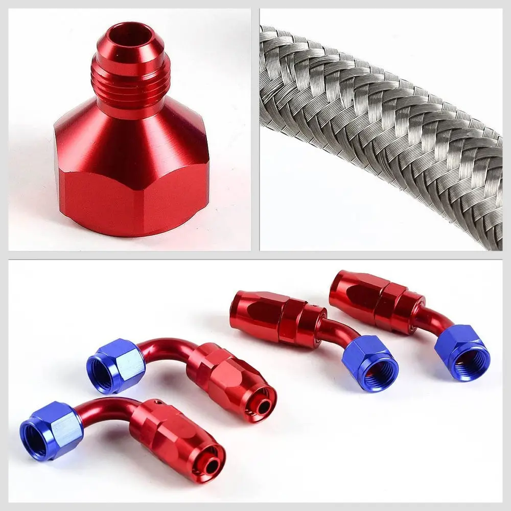 Matellic Braided Fuel/Gas Tank Feed/Return Line Hose 6An-10An Fitting Adapter 2