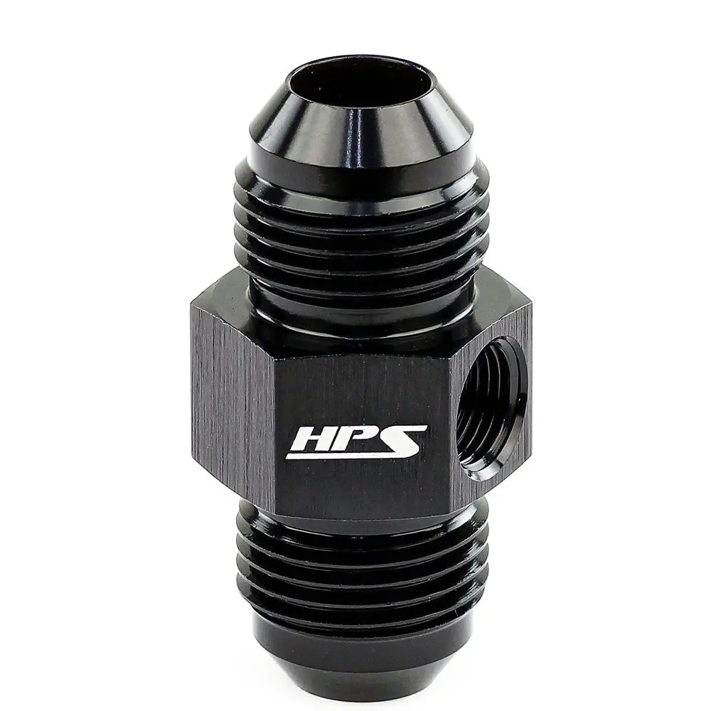 Hps An Male To Male An Adapter Fitting, Straight, 1/8" Npt Female Port, -8An, Black Aluminum 1