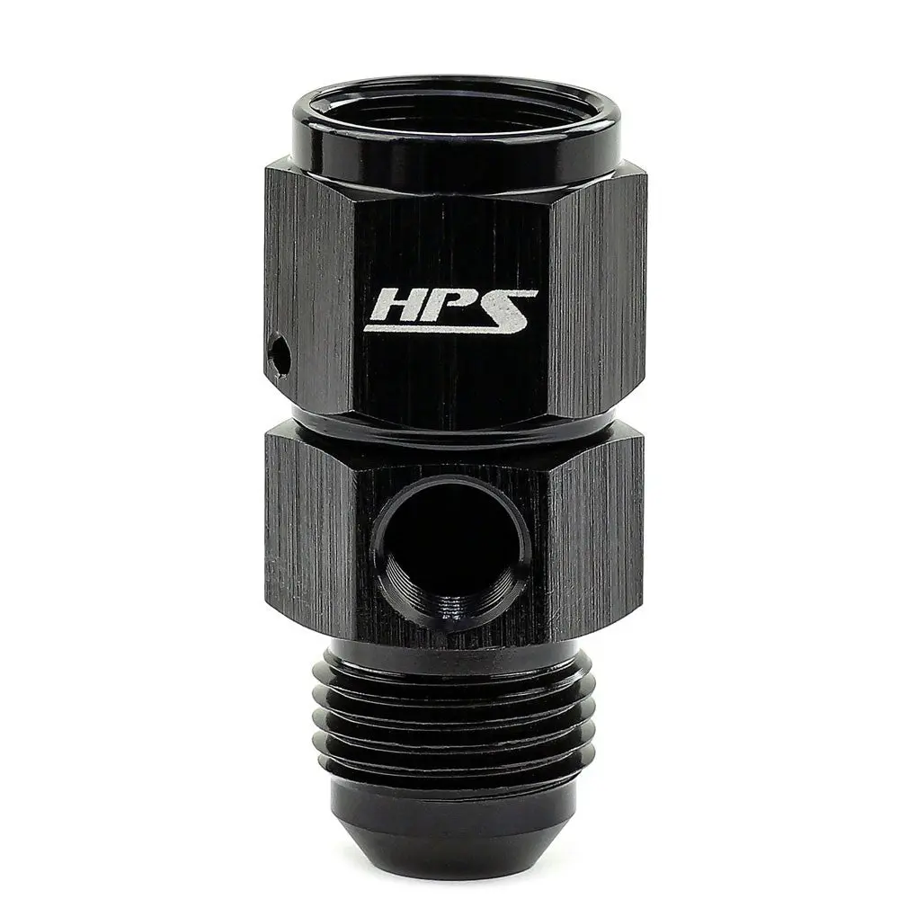 Hps An Male To Female Fuel Pressure Gauge Adapter Fitting, Straight, 1/8" Npt Female Port, -4An, Black Aluminum 1