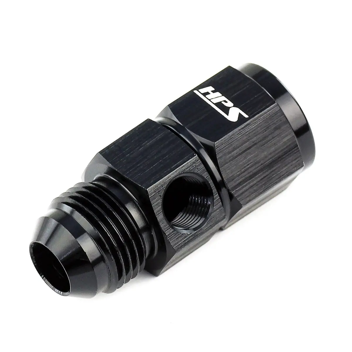 Hps An Male To Female Fuel Pressure Gauge Adapter Fitting, Straight, 1/8" Npt Female Port, -12An, Black Aluminum 2