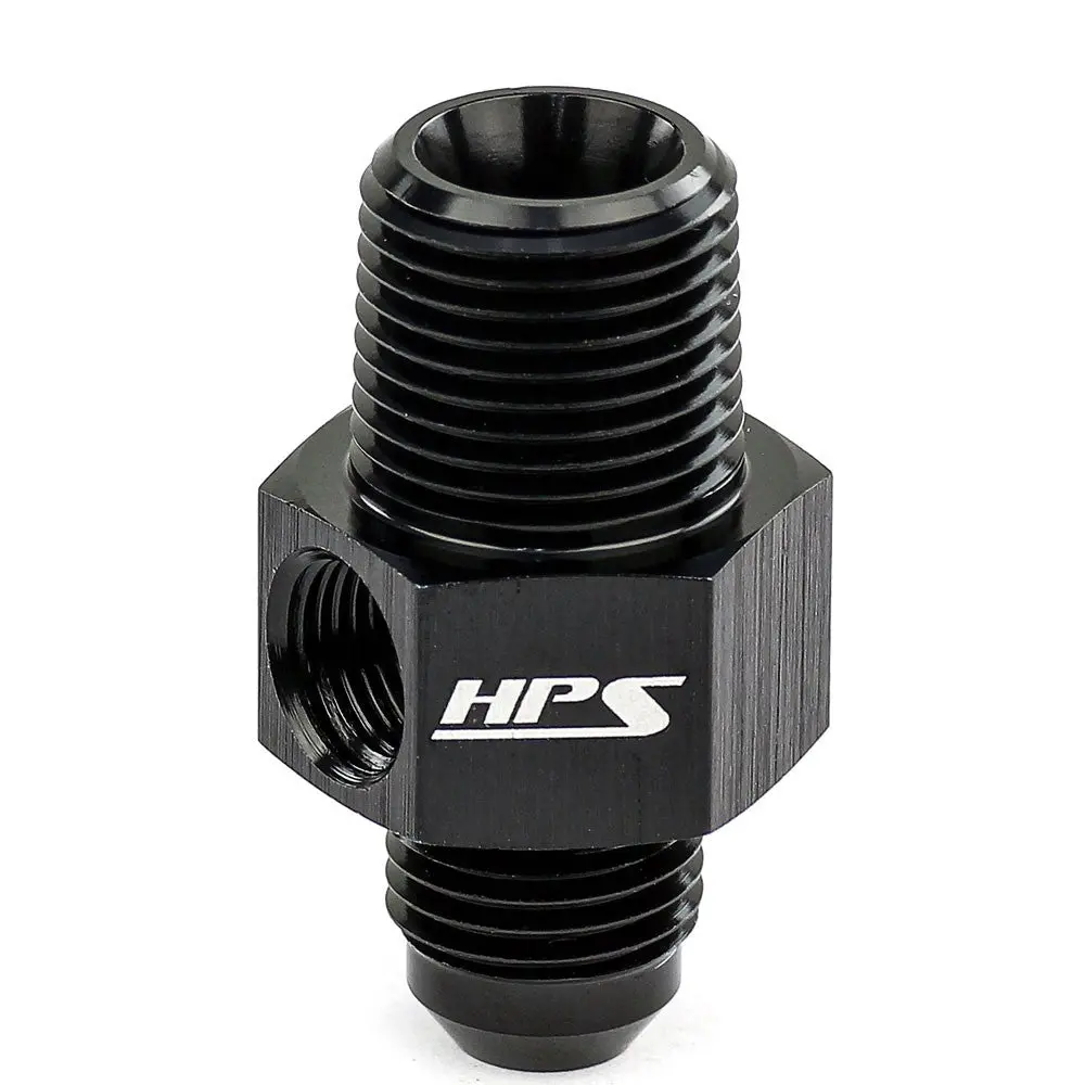 Hps An Male To Npt Male Adapter, Straight, 1/8" Npt Female Port, An -4 To 1/8" Npt, Black Aluminum 1