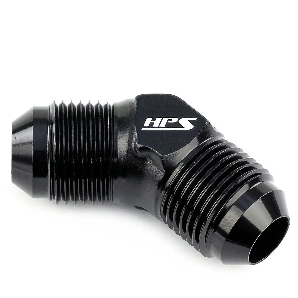 Hps An Male To Male Union Adapter Fitting Connector, 45 Degree, An -8, Black Aluminum 1