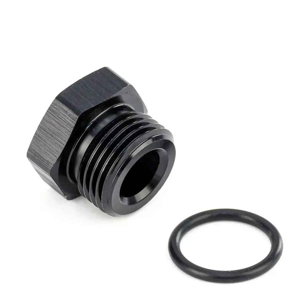 Hps An Fitting Plug "Port Thread With O-Ring Orb, Straight, An -4, Black Alumimun 1