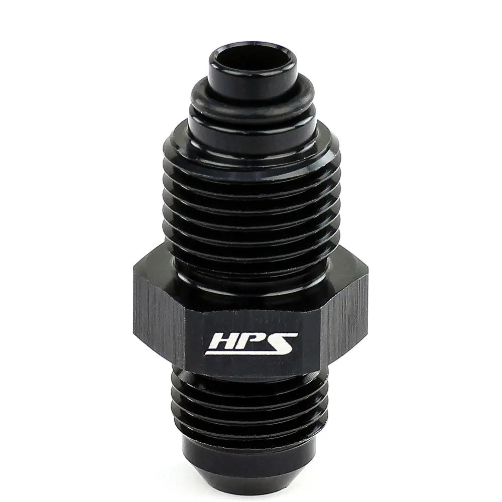 Hps An Male To Inverted Flare Male Power Steering Adapter, Straight, An -6 To 1/2-20, Black Aluminum 1