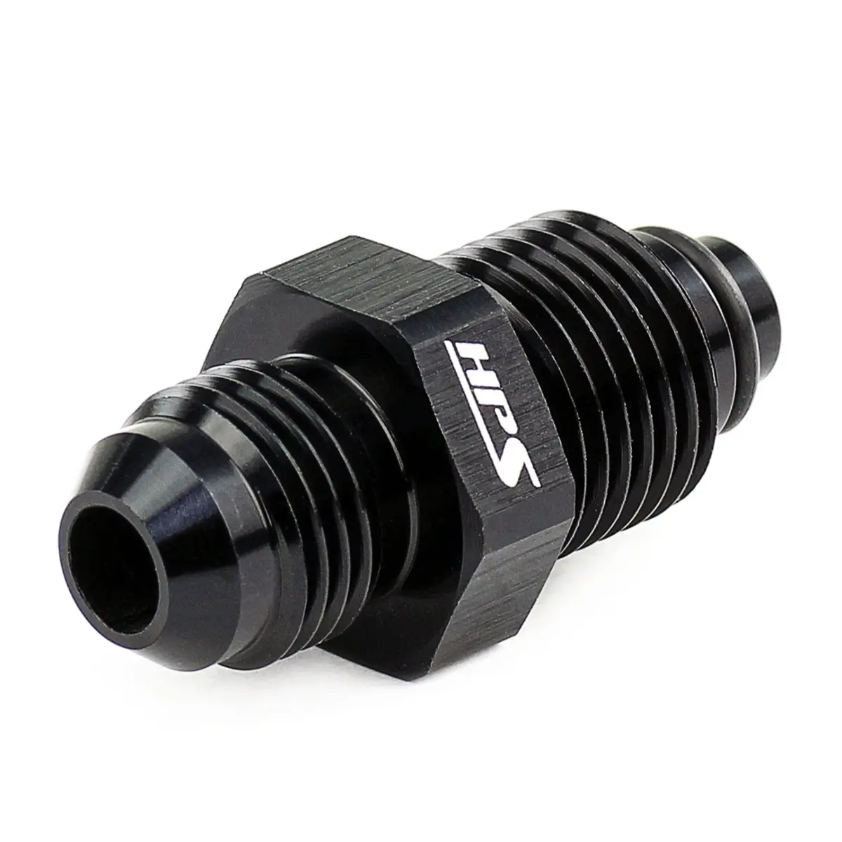 Hps An Male To Inverted Flare Male Power Steering Adapter, Straight, An -6 To 5/8-18, Black Aluminum 2