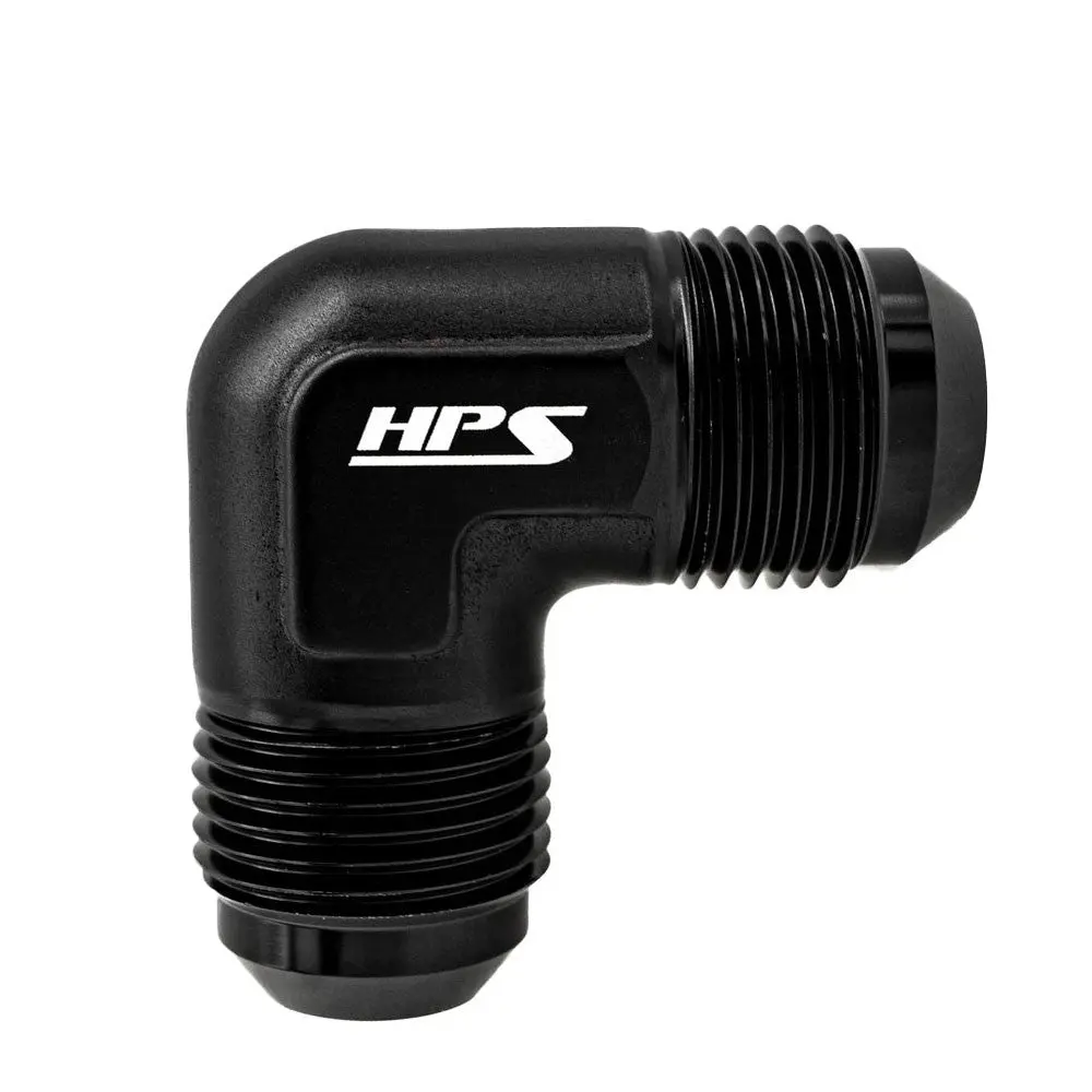Hps An Male To Male Union Adapter Fitting Connector, 90 Degree, An -8, Black Aluminum 1