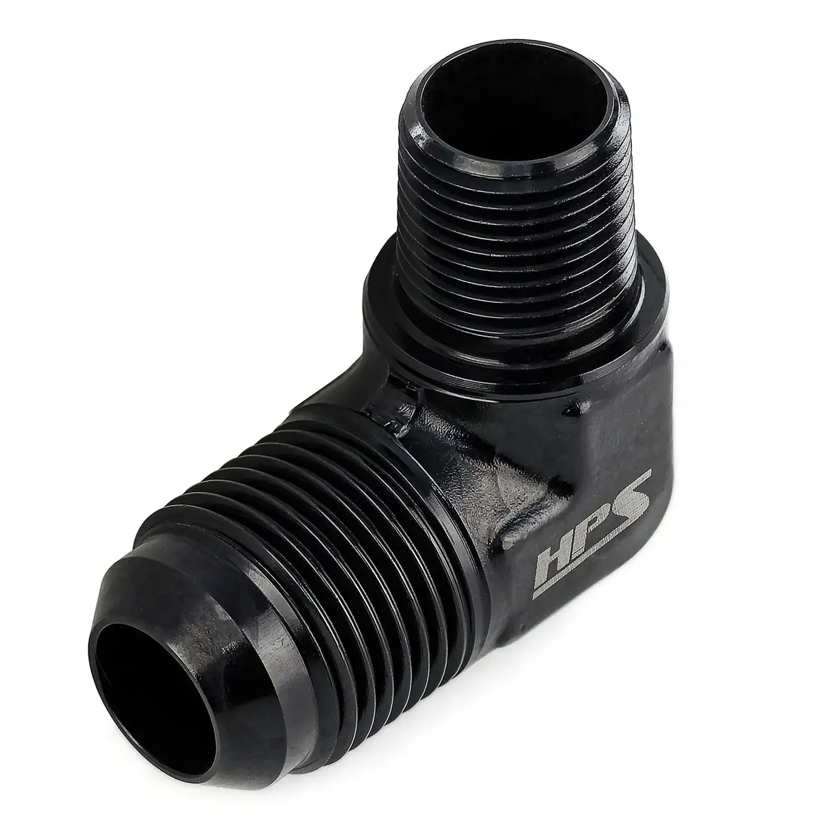 Hps An Flare To Npt Adapter Fitting, 90 Degree, An -4 To 3/8" Npt, Black Aluminum 2