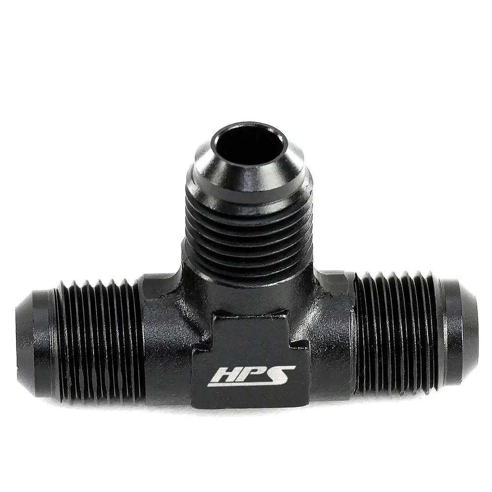 Hps An Male To Male 3-Way Tee Adapter Fitting, Tee, An-10, Black Aluminum 1