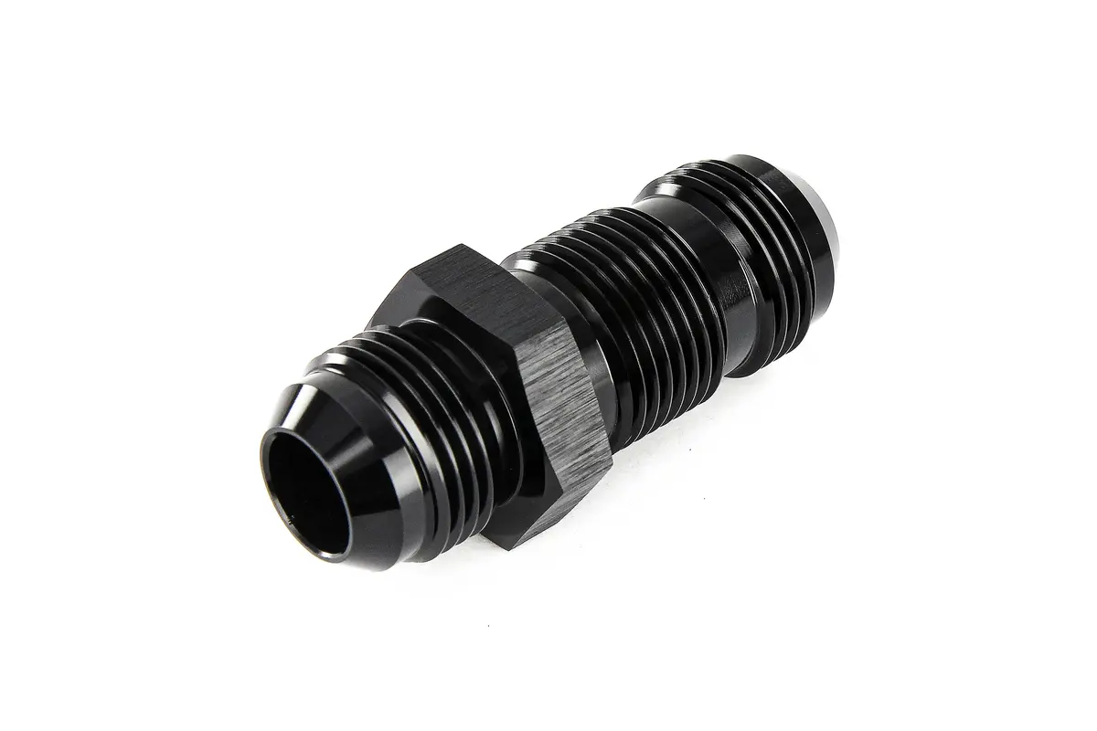 Hps An Male To Male Bulkhead Adapter Fitting Connector, Straight, An -16, Black Aluminum 1