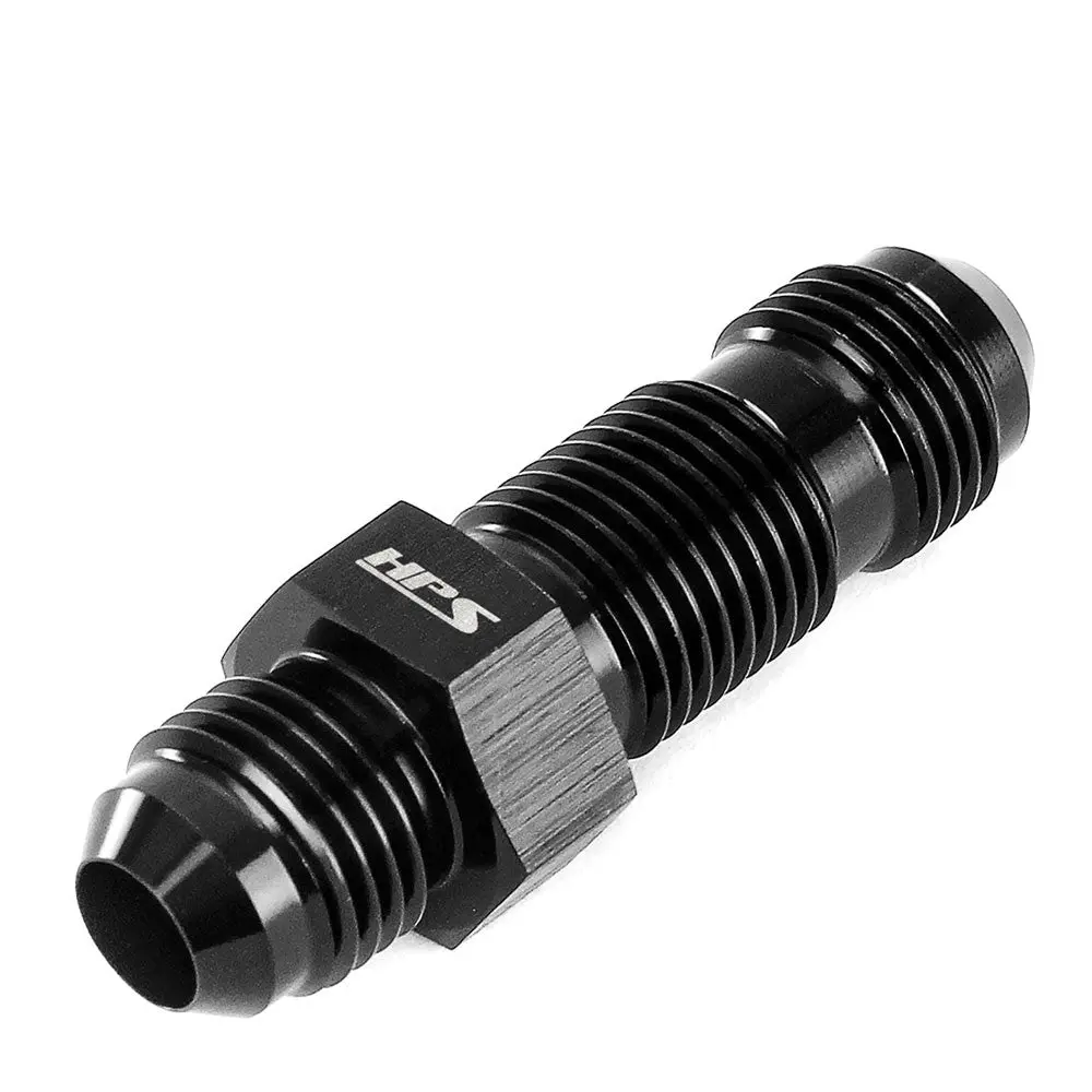 Hps An Male To Male Bulkhead Adapter Fitting Connector, Straight, An -4, Black Aluminum 1