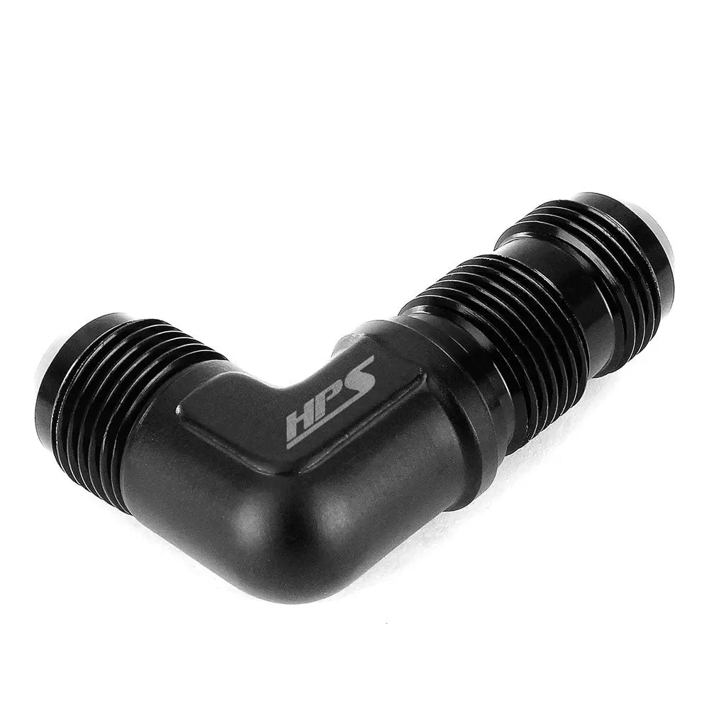 Hps An Male To Male Bulkhead Adapter Fitting Connector, 90 Degree, An -12, Black Aluminum 1