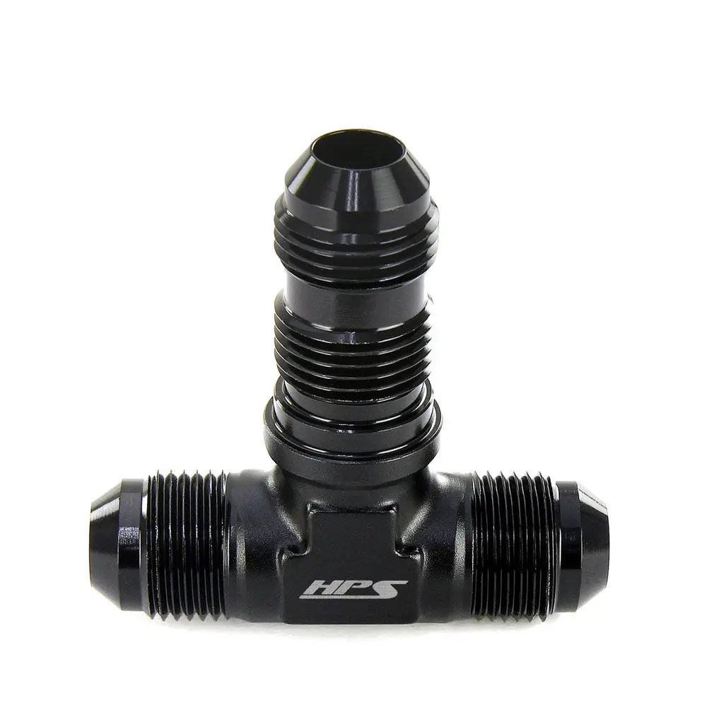 Hps An Male To Male Bulkhead Adapter Fitting Connector, Tee, An -6, Black Aluminum 1