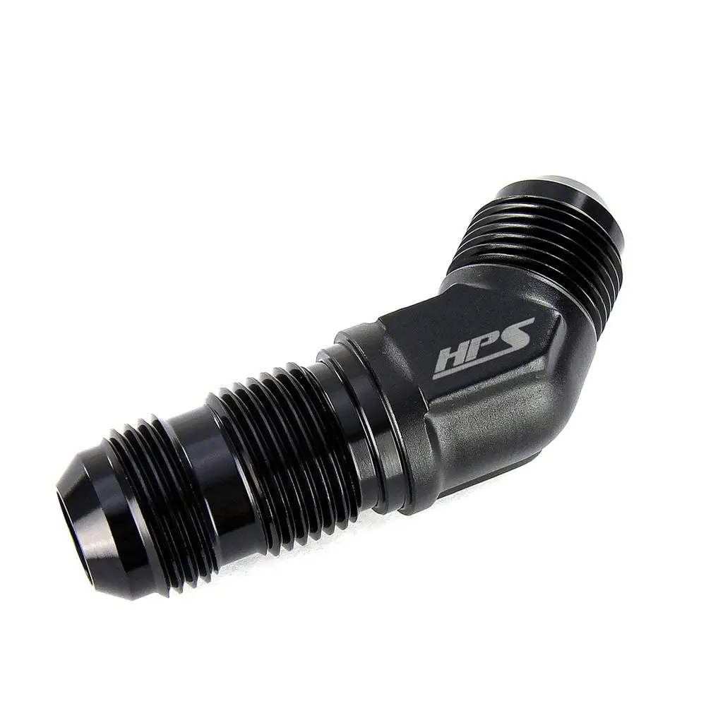 Hps An Male To Male Bulkhead Adapter Fitting Connector, 45 Degree, An -4, Black Aluminum 1