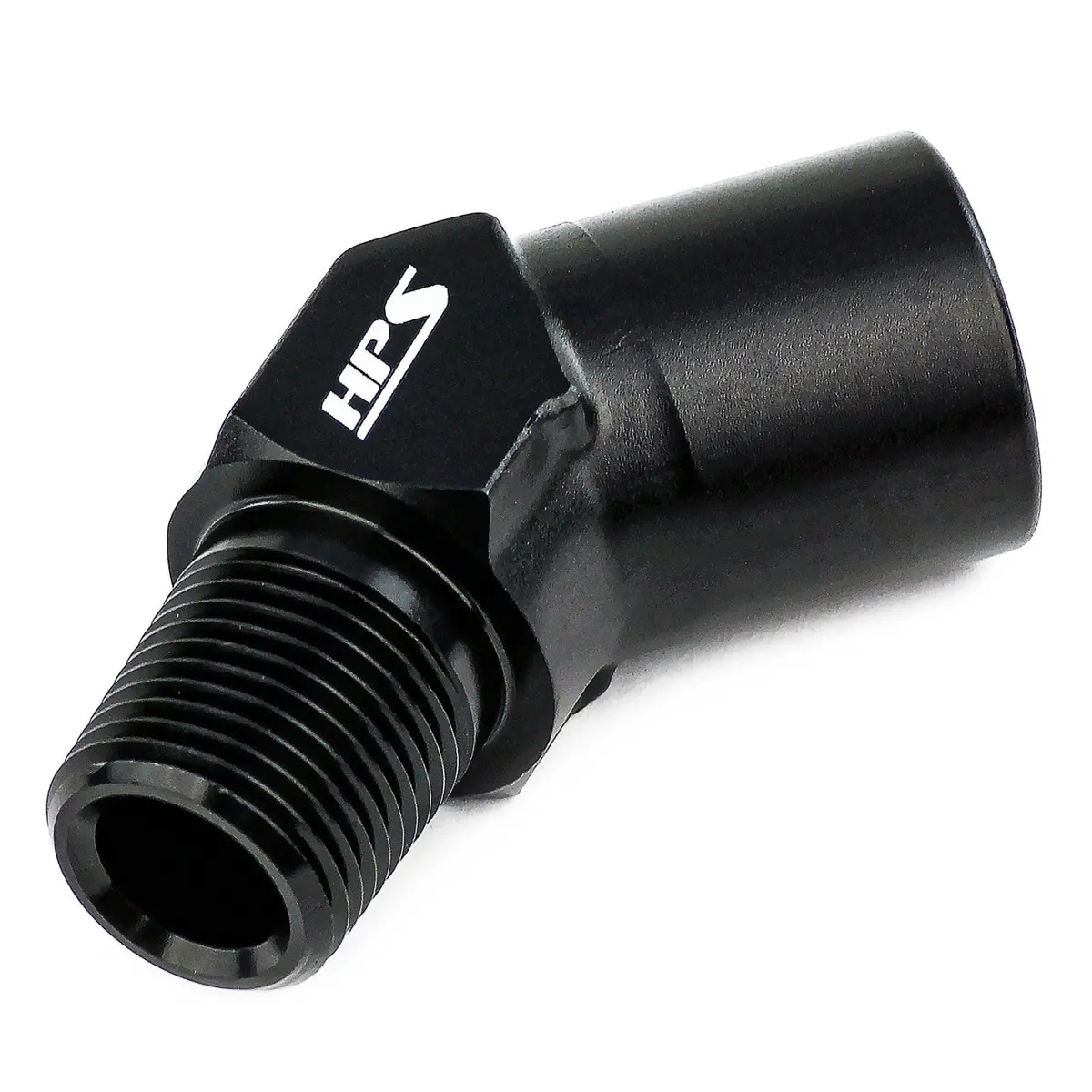 Hps Npt Male To Npt Female Adapter Fitting, 45 Degree, 1/8" Npt, Black Aluminum 2