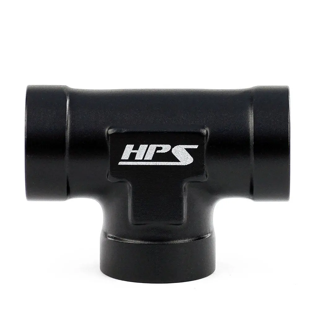 Hps Npt Female 3-Way Tee Adapter Fitting, Tee, 1/8" Npt, Black Aluminum 1