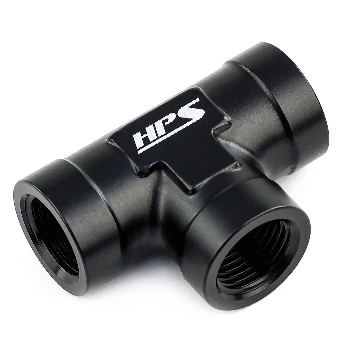 Hps Npt Female 3-Way Tee Adapter Fitting, Tee, 1/2" Npt, Black Aluminum 2