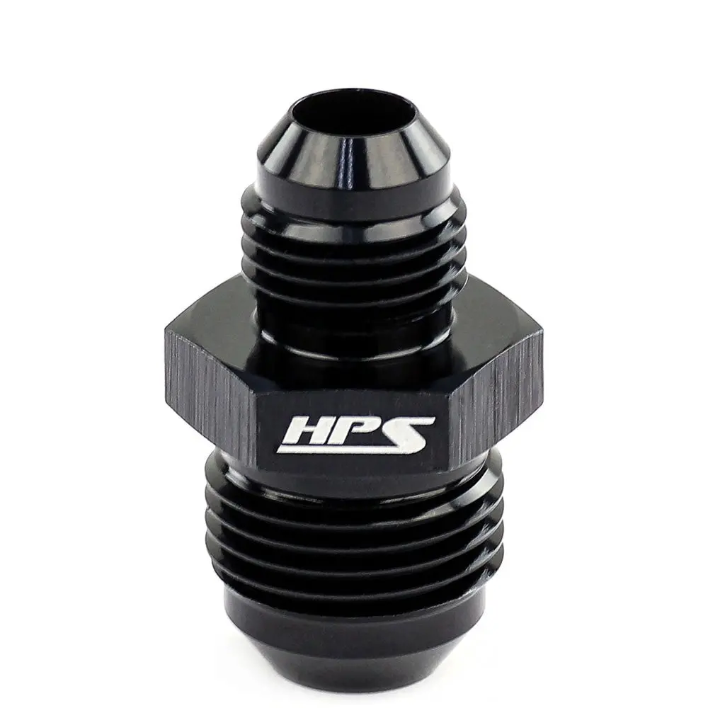 Hps An Male To Male Reducer Union Coupler Adapter, Straight, An -12 To -8, Black Aluminum 1