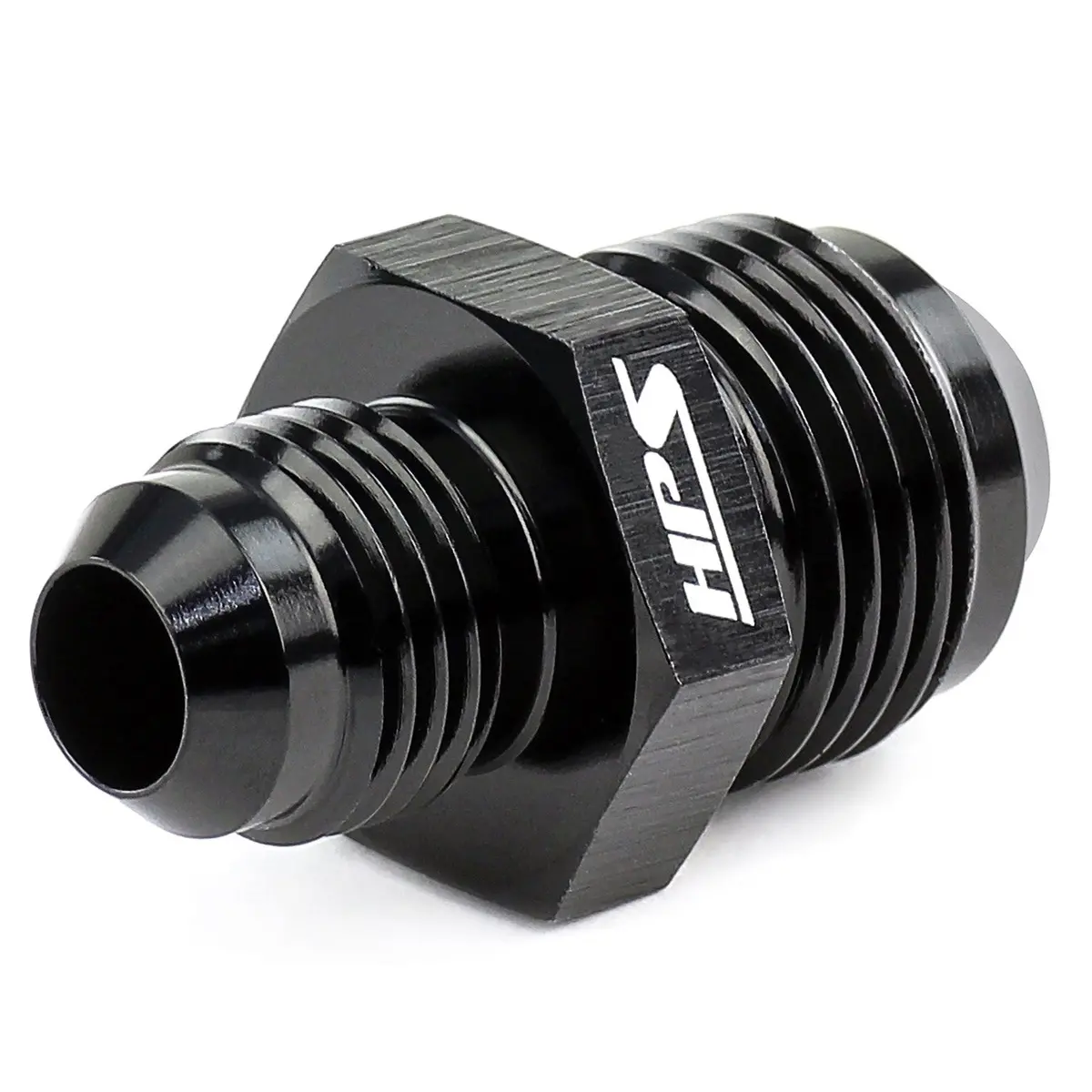 Hps An Male To Male Reducer Union Coupler Adapter, Straight, An -12 To -6, Black Aluminum 2