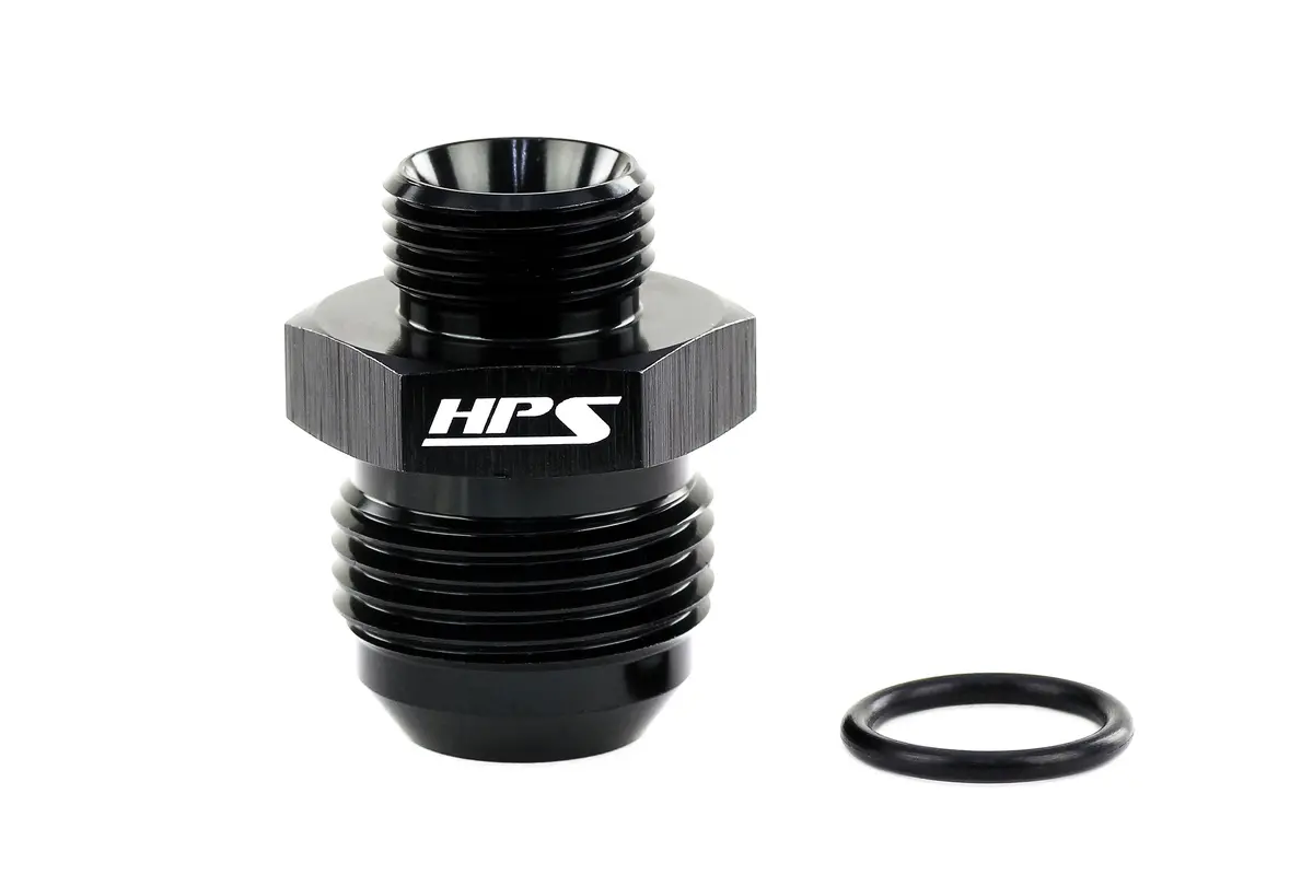 Hps An Male To O-Ring Boss (Orb) Port Thread Male Adapter, Straight, An -10 To -12 Orb, Black Aluminum 1