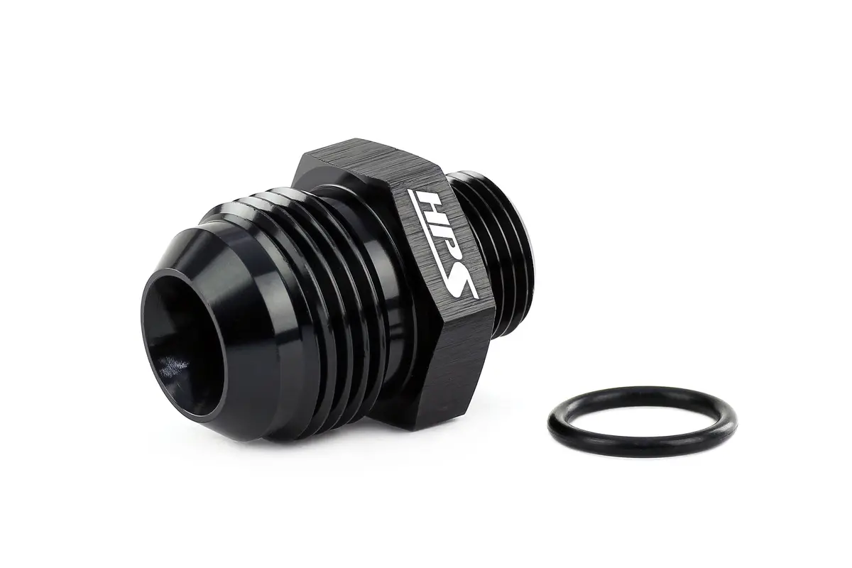 Hps An Male To O-Ring Boss (Orb) Port Thread Male Adapter, Straight, An -16 To -10 Orb, Black Aluminum 2