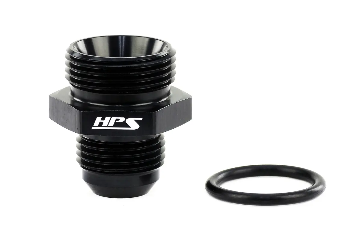 Hps An Male To O-Ring Boss (Orb) Port Thread Male Adapter, Straight, An -12 To -16 Orb, Black Aluminum 1