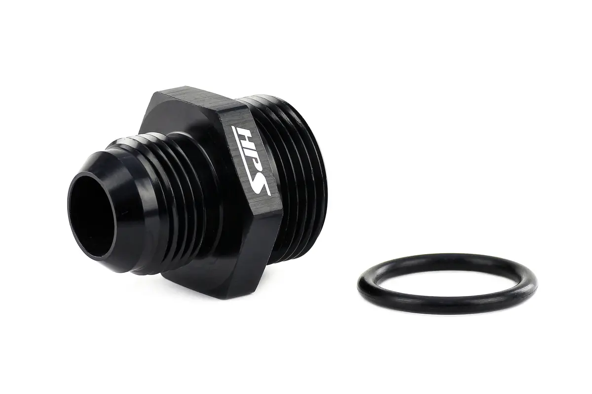 Hps An Male To O-Ring Boss (Orb) Port Thread Male Adapter, Straight, An -8 To -10 Orb, Black Aluminum 2