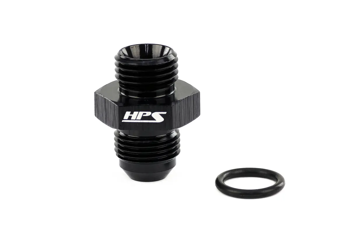 Hps An Male To O-Ring Boss (Orb) Port Thread Male Adapter, Straight, An -4 To -4 Orb, Black Aluminum 1