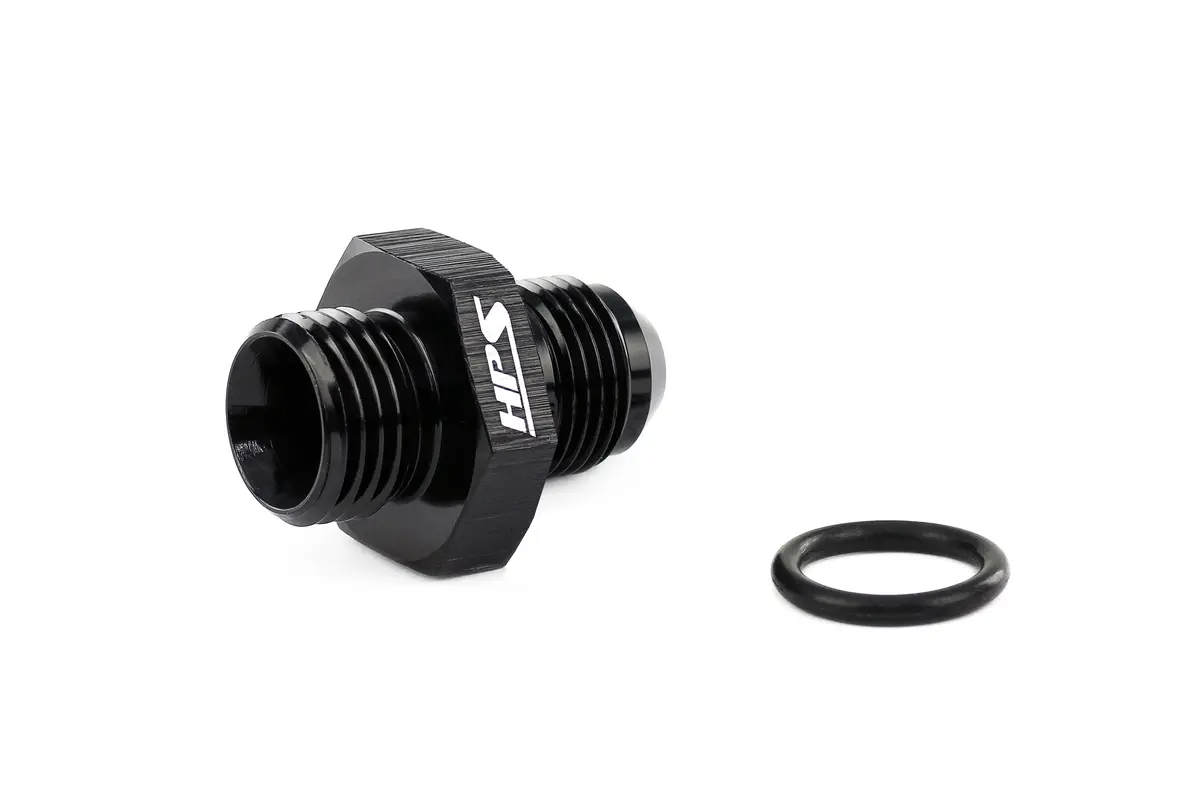 Hps An Male To O-Ring Boss (Orb) Port Thread Male Adapter, Straight, An -12 To -12 Orb, Black Aluminum 2
