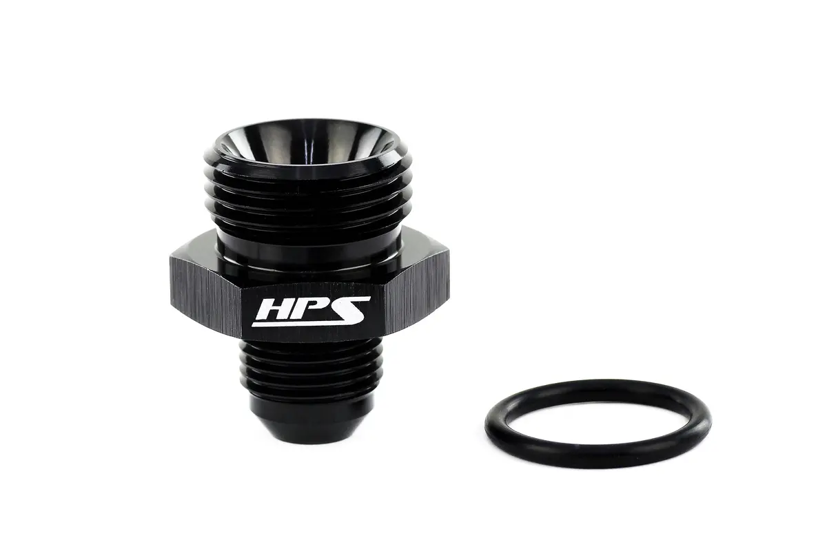 Hps An Male To O-Ring Boss (Orb) Port Thread Male Adapter, Straight, An -4 To -6 Orb, Black Aluminum 1