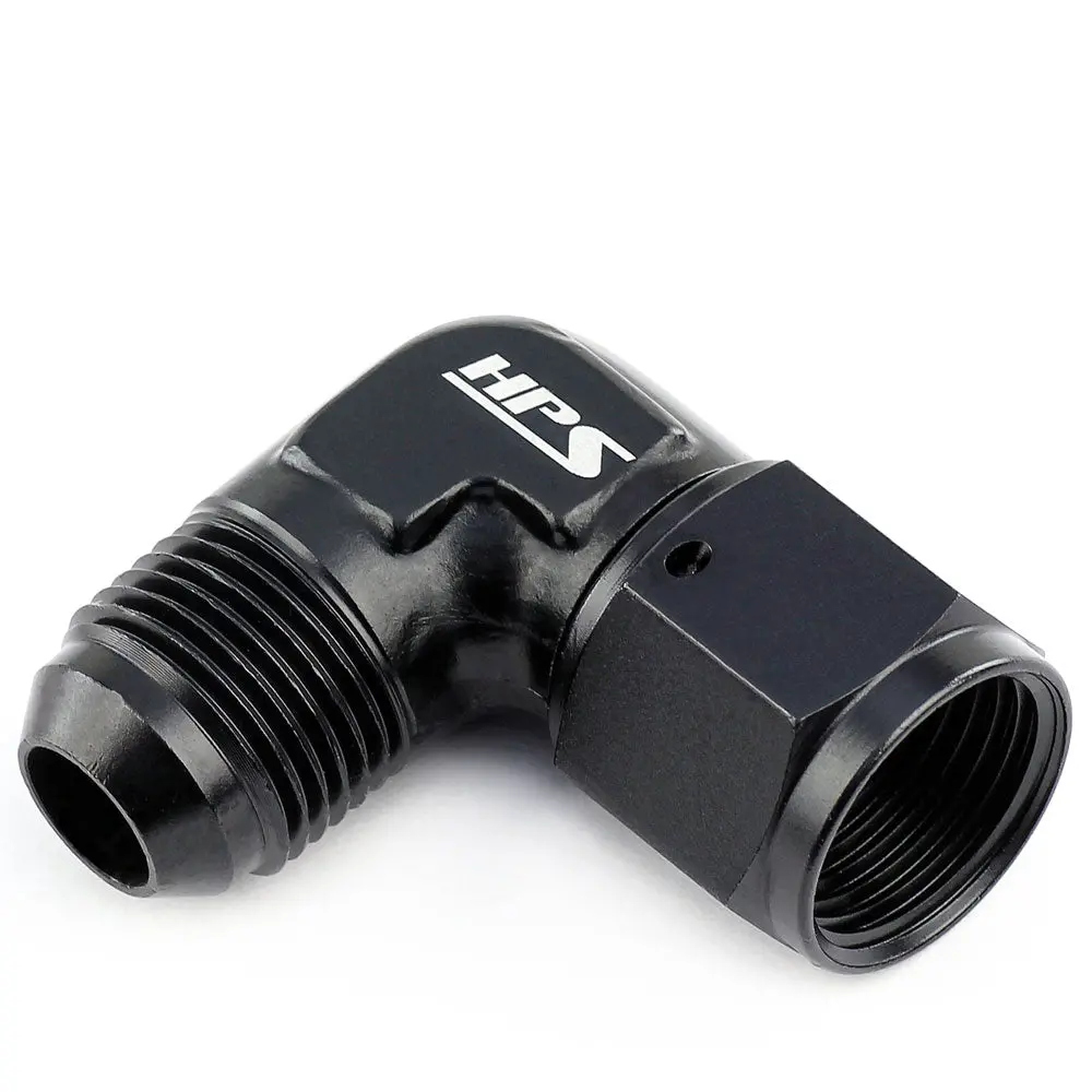 Hps An Male To Female Swivel Adapter Fitting, 90 Degree, An -3, Black Aluminum 1