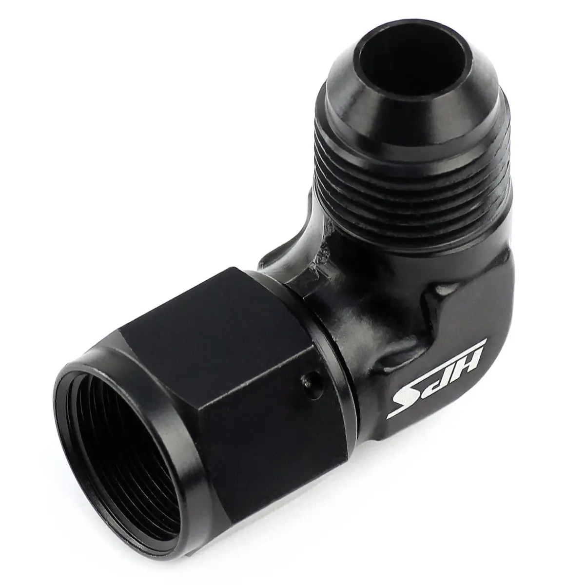 Hps An Male To Female Swivel Adapter Fitting, 90 Degree, An -8, Black Aluminum 2