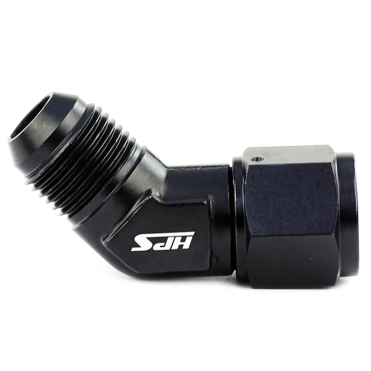 Hps An Male To Female Swivel Adapter Fitting, 45 Degree, An -4, Black Aluminum 2