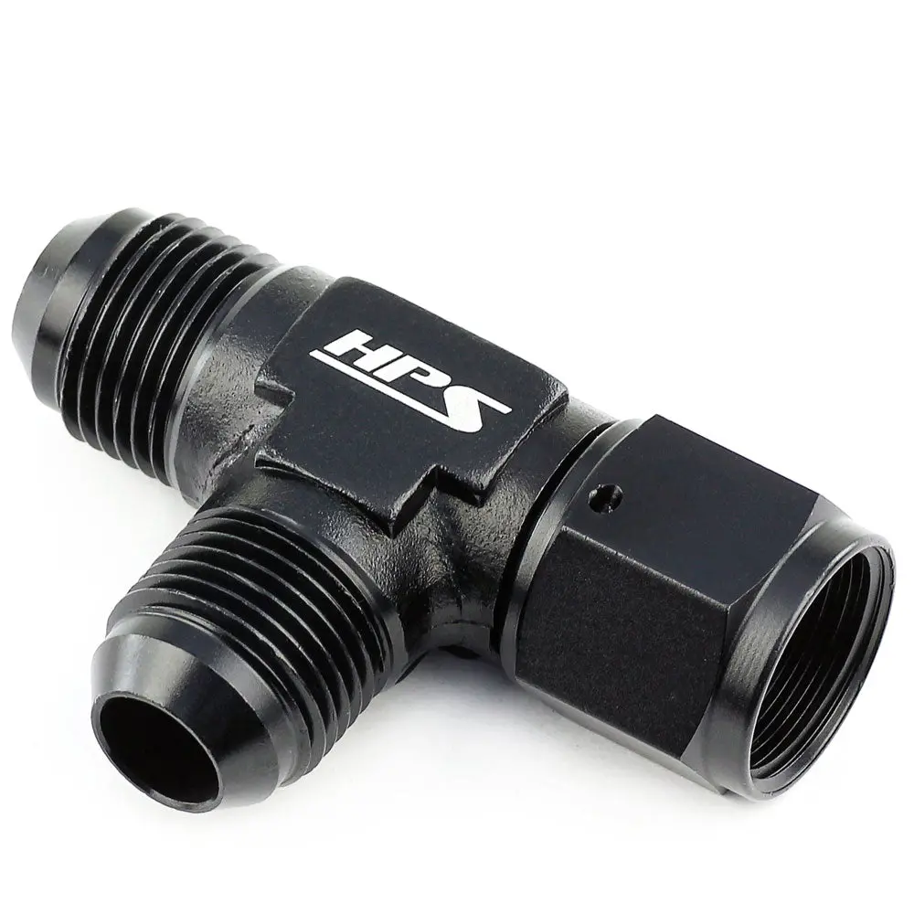 Hps An Male 3-Way Tee Adapter Fitting With An Female On Run, Tee, An -3, Black Aluminum 1