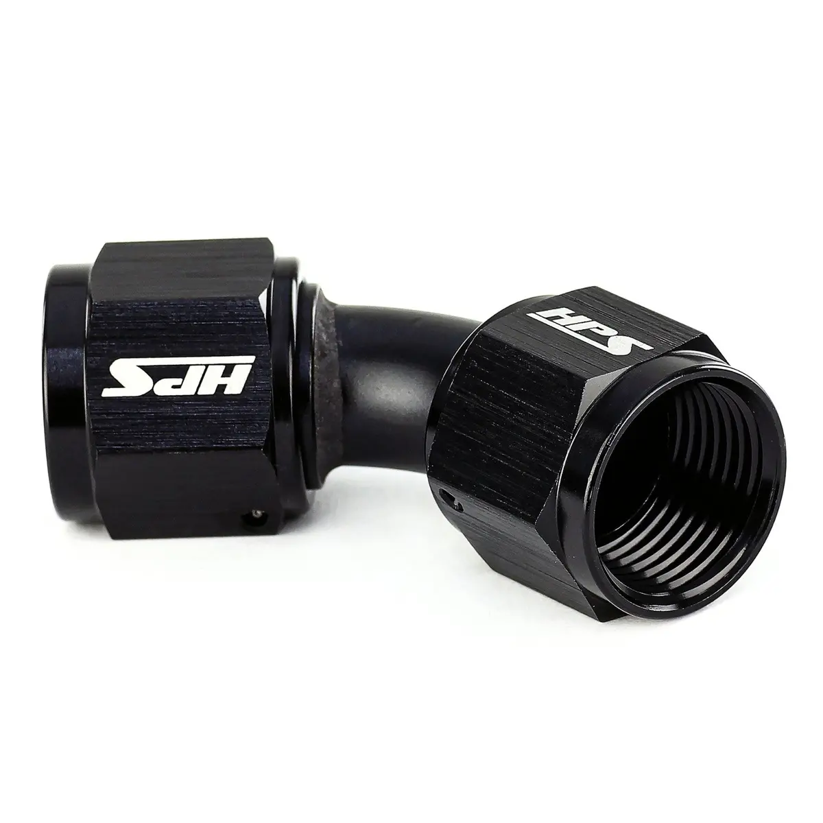 Hps An Female To Female Swivel Coupling Adapter Fitting, 45 Degree, An -6, Black Aluminum 2