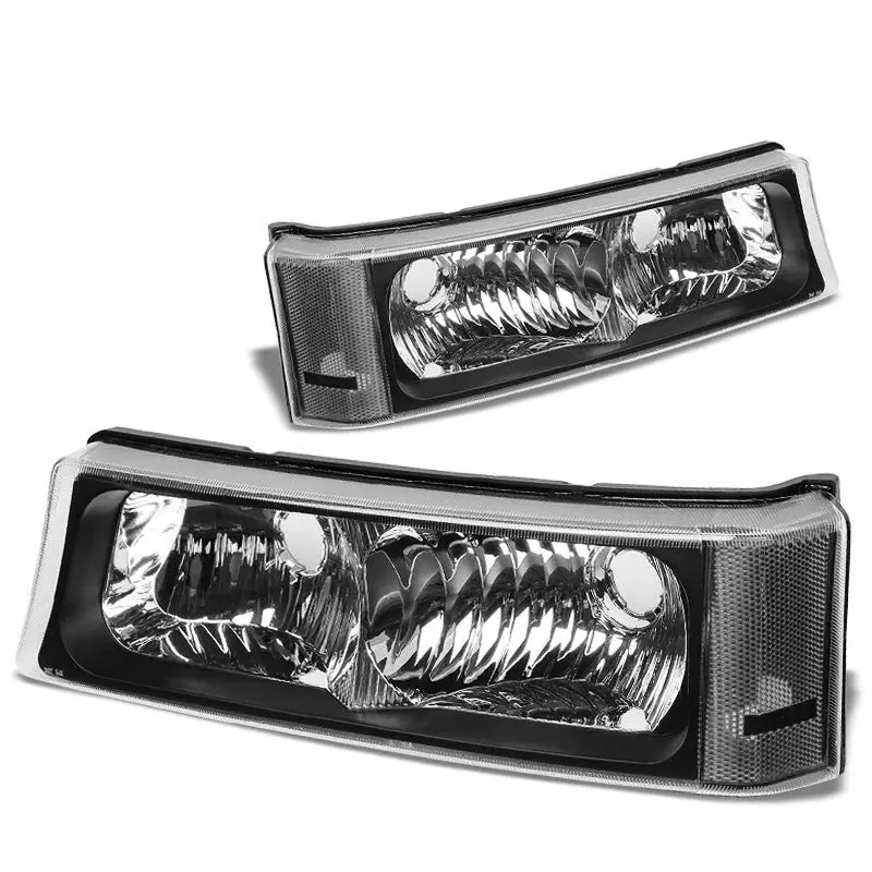 Turn Signal Bumper Light Black/Clear Lens/Corner For 03-07 Silverado/Avalanche 1