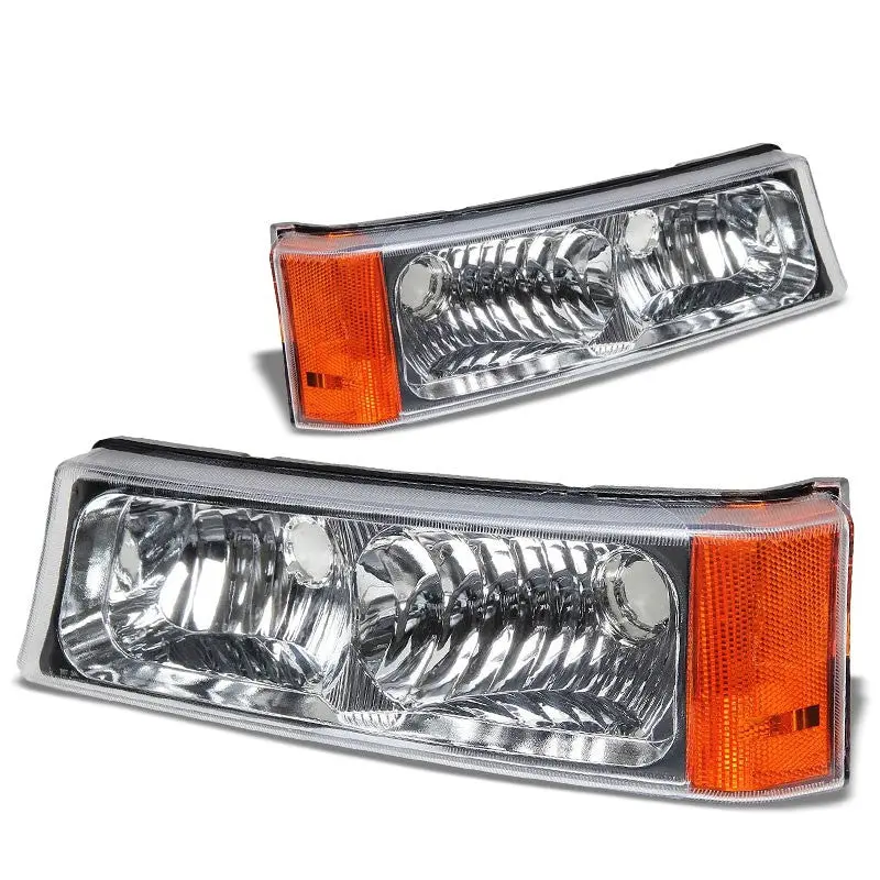Turn Signal Bumper Light Chrome/Clear Lens/Amber For 03-07 Silverado/Avalanche 1