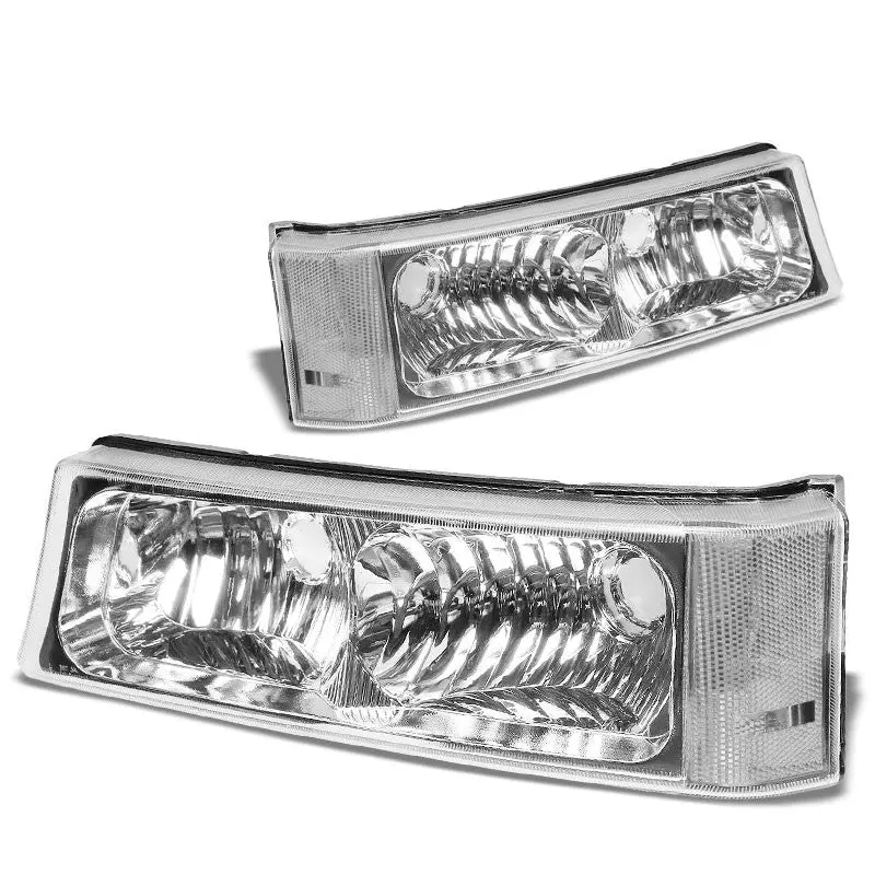 Turn Signal Bumper Light Chrome/Clear Lens/Corner For 03-07 Silverado/Avalanche 1