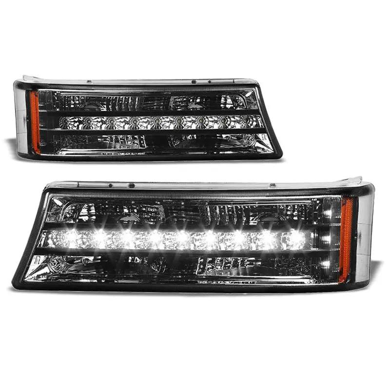 Led Running Strip Turn Signal Bumper Light Chrome/Smoke For 03-07 Silverado 1