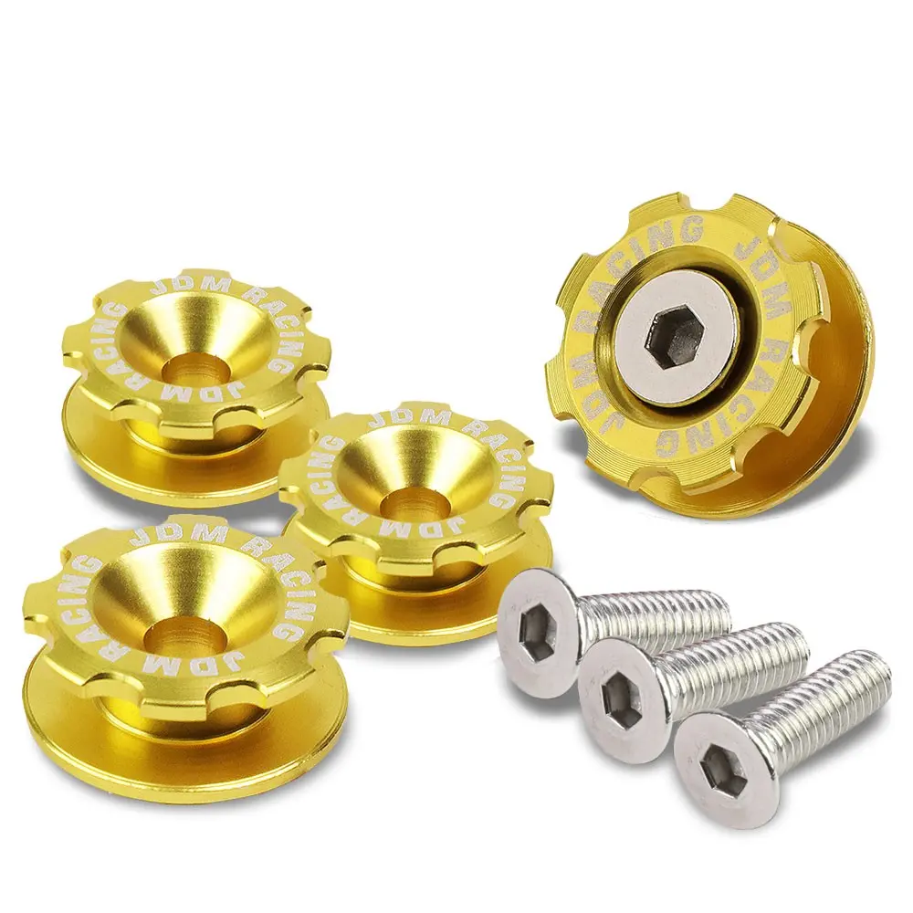 Gold Gear Style Aluminum 11Mm X 24Mm Universal Fit Bumper Quick Release Fastener 1