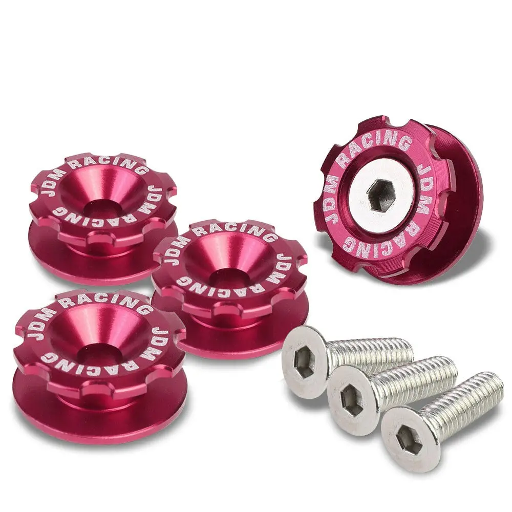 Pink Gear Style Aluminum 11Mm X 24Mm Universal Fit Bumper Quick Release Fastener 1
